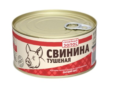 Свинина тушеная в/с Эконом, 325г, ж/б, Семейный Запас (12шт)