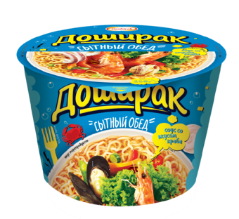 Лапша быстрого приготовления Сытный обед со вкусом морепродуктов, 110г, чашка, Доширак (16шт)