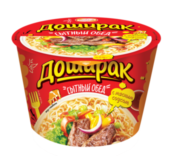 Лапша быстрого приготовления Сытный обед со вкусом говядины, 110г, чашка, Доширак (16шт)