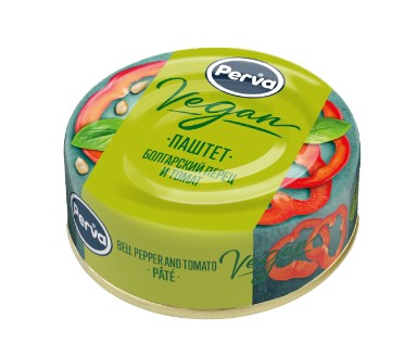 Паштет c болгарским перцем и томатами, 100г, ж/б с ключ., PERVA VEGAN (16шт)