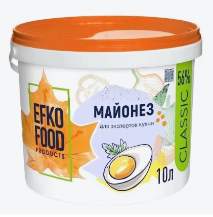Майонез Сlassic 56%, 10л, ведро, EFKO FOOD