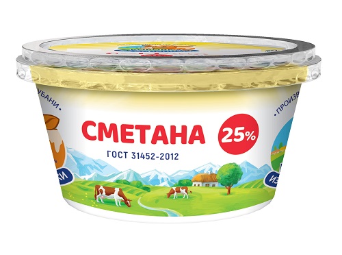 Сметана 25,0%, 180 г стакан ПМ, КизК