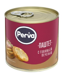 Паштет Деликатесный с Говяжей печенью, 250г, ж/б с ключ., PERVA (15шт)