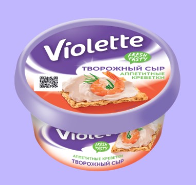 Сыр творожн. Виолетта Аппетитные креветки 70%, 140г, стакан, Карат (8шт)