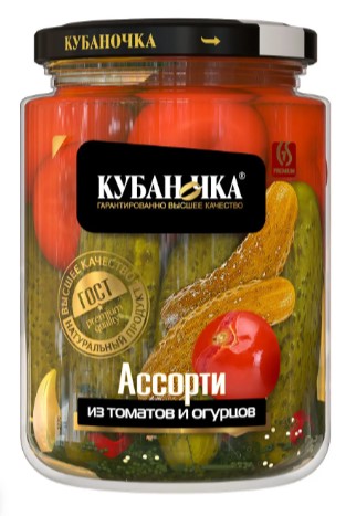 Ассорти томаты/огурцы, 720г, ст/б, Кубаночка (8шт)
