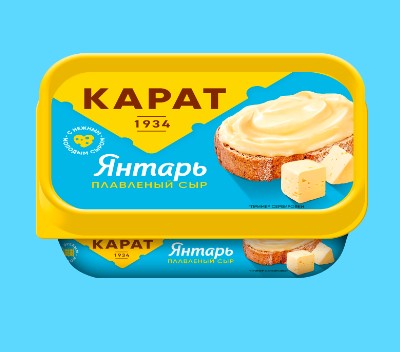 Сыр плавленый Янтарь, 45%, 200г, евроконтейнер, Карат (24шт)