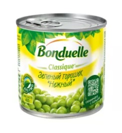 Горошек зеленый Нежный, 425мл, ж/б, BONDUELLE (12шт)