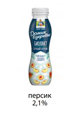 Биолакат Персик 2,1%, 260г, ПЭТ, Домик в Деревне (6шт)