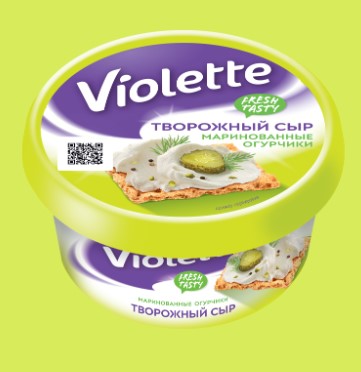 Сыр творожн. Виолетта Маринованные огурчики 70%, 140г, стакан, Карат (8шт)