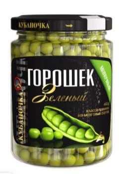 Горошек зеленый, 460г, ст/б, Кубаночка (12шт)
