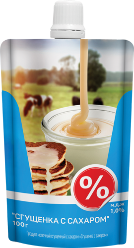 Сгущенка с сах. 1,0%, 100 г дойпак+, Процент