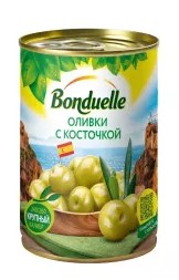 Оливки с косточкой, 314мл, ж/б, BONDUELLE (12шт)
