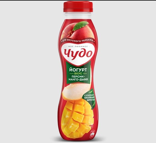Йогурт фрукт. Персик, Манго, Дыня 1,9%, 260г, ПЭТ, Чудо (15шт)