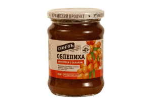 Облепиха протертая с сахаром, 280г, ст. банка (евро), Стоевъ (12шт)