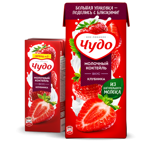 Коктейль молочн. с Клубникой 2%, 200мл, тетра слим, Чудо (27шт)