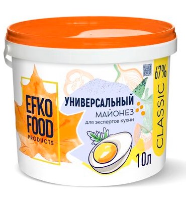 Майонез Сlassic универсальный 67%, 10л, ведро, EFKO FOOD