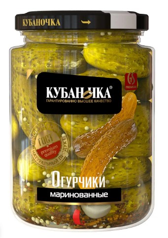 Огурцы маринованные, 720г, ст/б, Кубаночка (8шт)