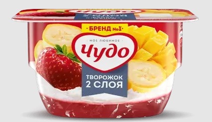 Десерт творожн. взбитый Банан-Клубника-Манго 4,2%, 100г, терм. стакан, Чудо (8шт)