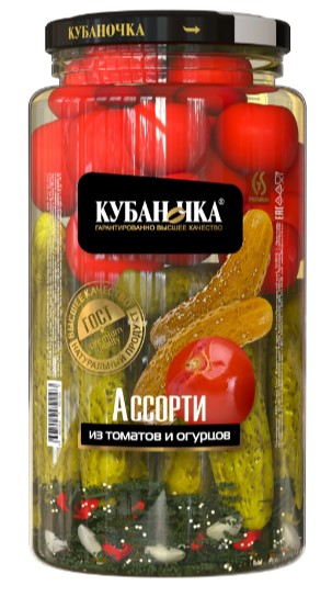 Ассорти томаты/огурцы, 1500г, ст/б, Кубаночка (6шт)