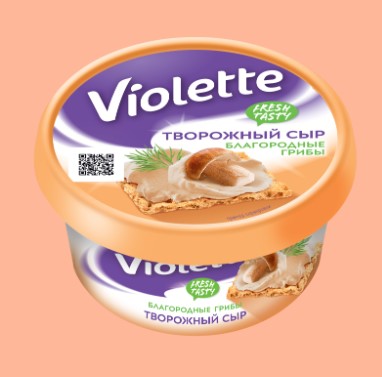 Сыр творожн. Виолетта Благородные грибы 70%, 140г, стакан, Карат (8шт)