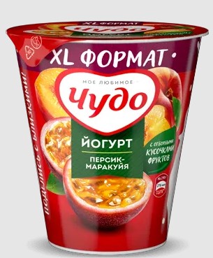 Йогурт фрукт. Персик-Маракуйя 2%, 290г, моностакан, Чудо (8шт)