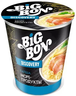 Лапша с морепродуктами, 70г, стакан, BIGBON DISCOVERY (24шт)
