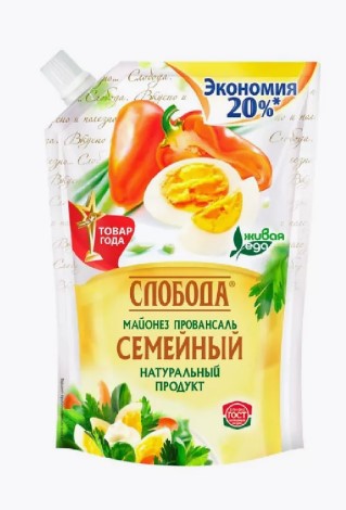 Майонез Семейный 50,5%, 800мл, дойпак+, Слобода (12шт)