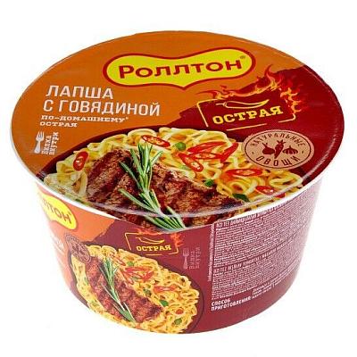 Лапша Острая с Говядиной По-Домашнему, 90г, чашка, Роллтон (24шт)