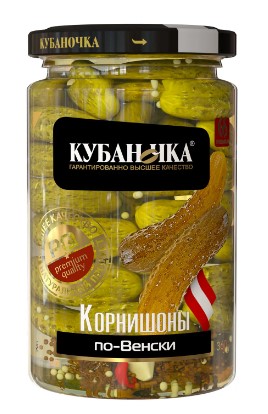 Огурчики корнишоны маринов. По-Венски, 360г, ст/б, Кубаночка (12шт)