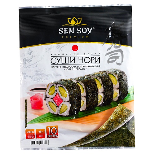 Водоросль морская сушен. Суши-Нори, 28г, пакет, SEN SOY PREMIUM (20шт)