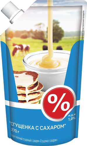 Сгущенка с сах. 1,0%, 270 г дойпак+, Процент