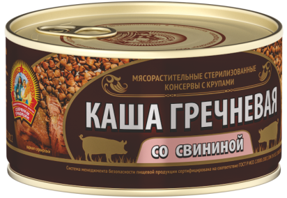 Каша гречневая со свининой ГОСТ, 325г, ж/б, Сохраним Традиции (24шт)