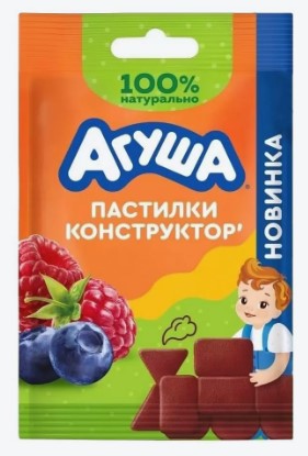 Пастила фрукт. Яблоко, Черника, Малина, 12г, флоупак, Агуша (10шт)