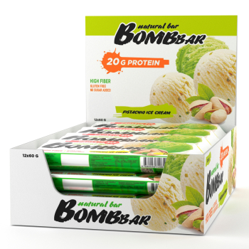 Батончик неглазированный со вкусом Фисташковый пломбир, 60г, флоупак, BOMBBAR (20шт)