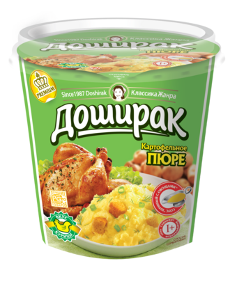 Пюре картофельное быстрого приготовления Премиум с соусом Куриный, 52г, стакан, Доширак (24шт)