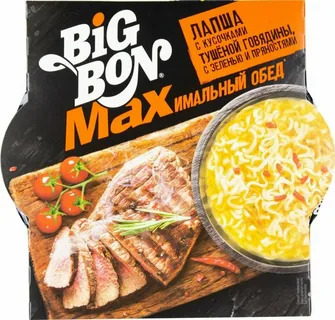 Лапша с Тушен. Говядиной, Зеленью и Пряностями, 110г, чашка, BIGBON (16шт)