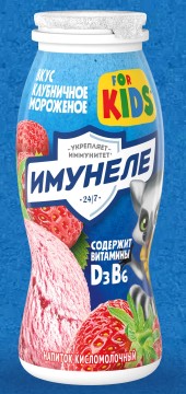 Напиток кисломол. Клубничное мороженое 1,5%, 100г, ПЭТ, Имунеле (24шт)