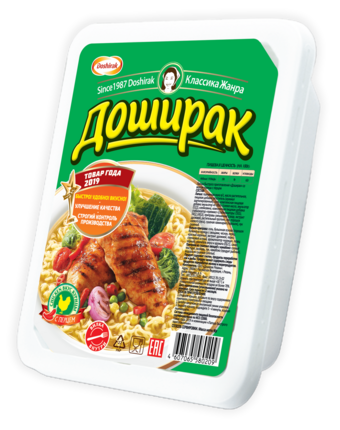 Лапша быстрого приготовления со вкусом курицы с перцем, 90г, лоток, Доширак (24шт)