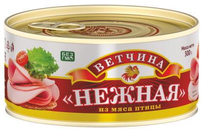 Ветчина нежная из мяса птицы ТУ, 300г, ж/б, Сохраним Традиции (24шт)