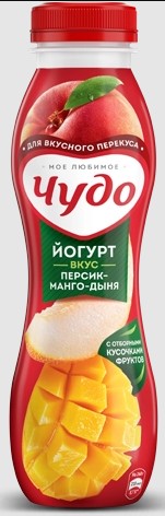 Йогурт фрукт. Персик, Манго, Дыня 1,9%, 260г, ПЭТ, Чудо (6шт)
