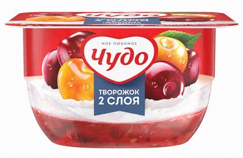 Десерт творожн. взбитый с Вишней и Черешней 4%, 100г, терм. стакан, Чудо (8шт)