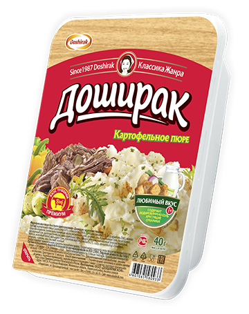 Пюре картофельное быстрого приготовления со вкусом тушенки, 40г, лоток, Доширак (24шт)