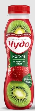 Йогурт фрукт. Клубника и Киви 1,9%, 260г, ПЭТ, Чудо (15шт)