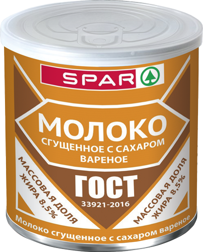 Молоко сгущ. с сах. ВАРЕНОЕ 8,5%, 360 г 7Е+, SPAR