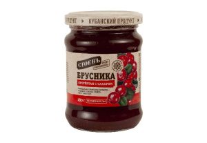 Брусника протертая с сахаром, 280г, ст. банка (евро), Стоевъ (12шт)