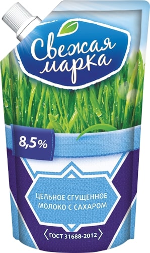 Молоко цельн. сгущ. с сах. 8,5%, 270 г дойпак+, Свежая Марка