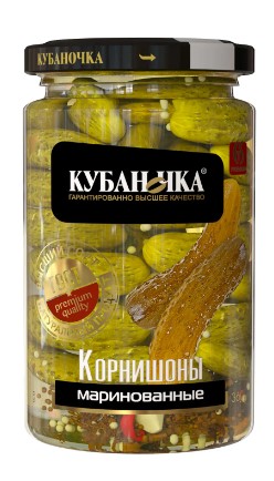 Огурчики корнишоны 3-6см, 360г, ст/б, Кубаночка (12шт)