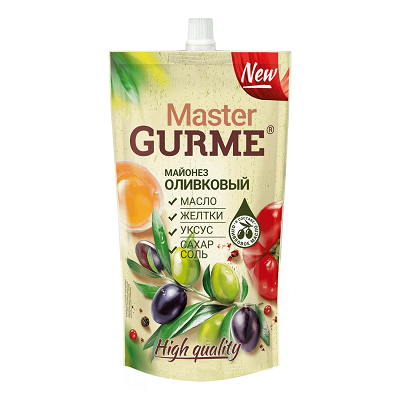 Майонез Оливковый 50,5%, 350мл, дойпак+, MASTER GURME (24шт)