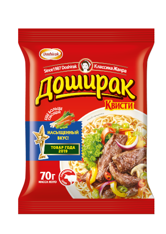 Лапша быстрого приготовления Квисти со вкусом говядины, 70г, пачка, Доширак (48шт)