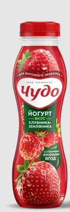 Йогурт фрукт. Клубника и Земляника 1,9%, 260г, ПЭТ, Чудо (6шт)